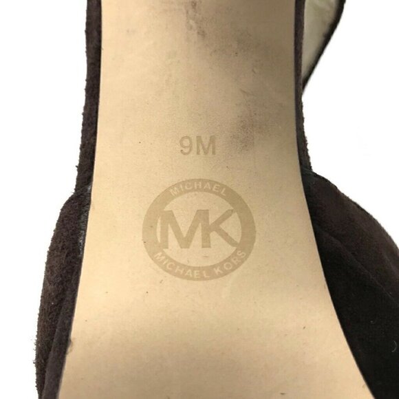 Michael Kors Platform Heels Shoes Brown Leather 9 - Picture 8 of 8